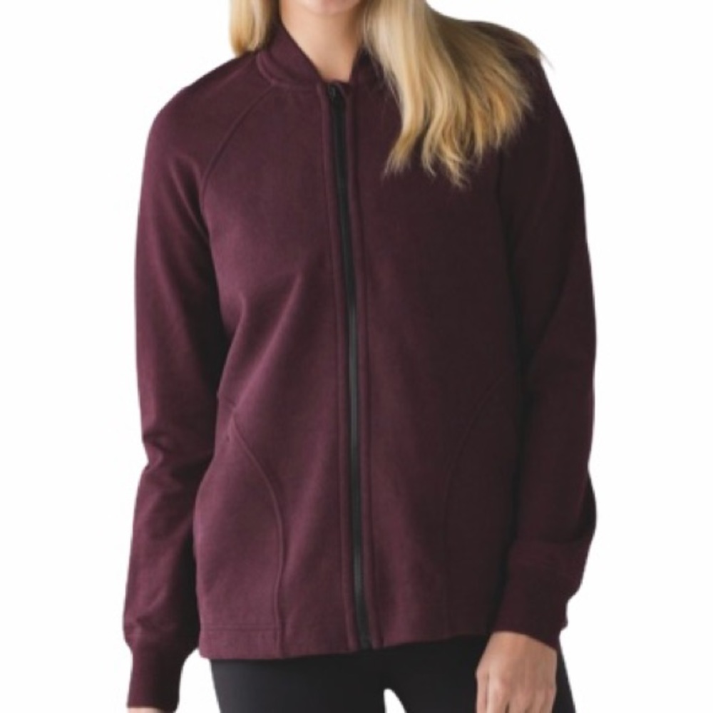 Lululemon Pleat To Street Bomber Jacket Burgundy 4 Coat Sweatshirt Full Zip